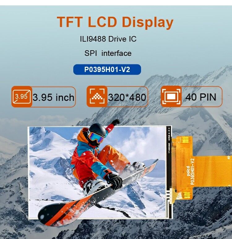 Polcd Custom 3.95 นิ้ว 320x480 Ips Tft Lcd อินเตอร์เฟส RGB โมดูลจอเหลวคริสตัลด้วยการสัมผัส