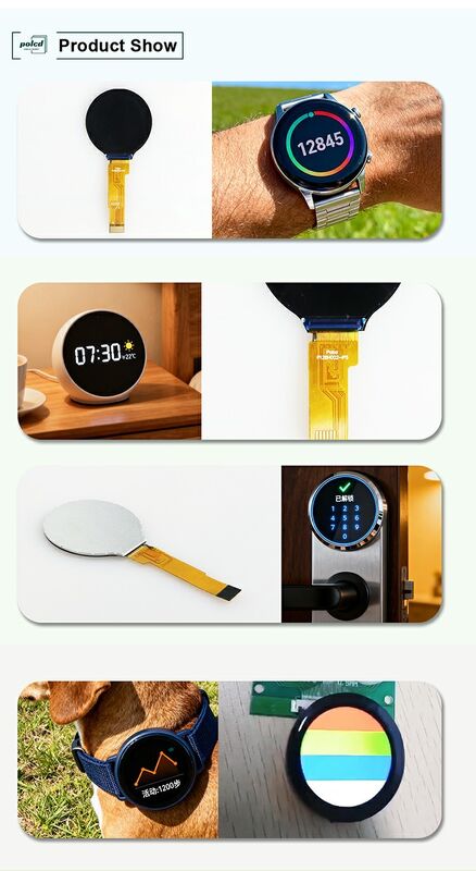 Polcd 1.28 นิ้ว IPS วงกลมจอ LCD ความละเอียด 240xRGBx240 โมดูล LCD TFT ที่กําหนดเองสําหรับนาฬิกาสมาร์ท