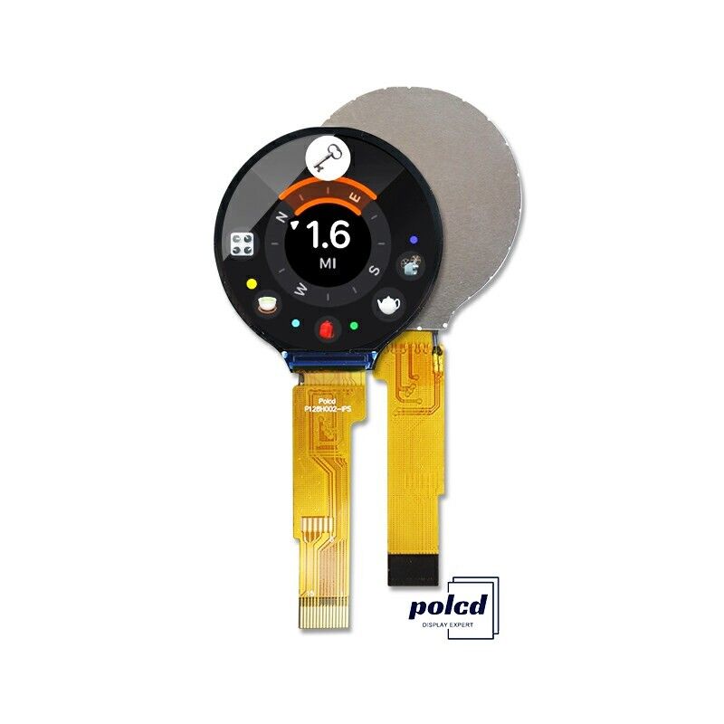 Polcd 1.28 นิ้ว IPS วงกลมจอ LCD ความละเอียด 240xRGBx240 โมดูล LCD TFT ที่กําหนดเองสําหรับนาฬิกาสมาร์ท