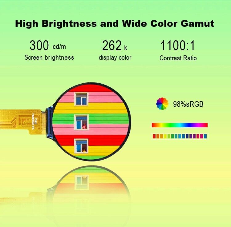 Polcd รอบ 240*240 1.28 1.3 นิ้วสัมผัส Tft LCD Display SPI Interface GC9A01 ไดรเวอร์ IC IPS Screen