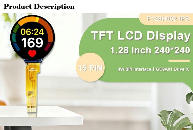 Polcd 1.28 นิ้ว 1.28' สีกลม วงกลม TFT Display 240x240 LCD GC9A01 Driver IPS LCD Module