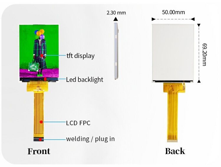 Polcd 2.8 นิ้ว TFT Display 240x320 IPS Screen ความละเอียดสูง 1200:1 TFT Panel LCD Module