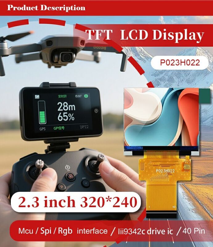 Polcd สีดํา 320*240 RGB TFT Display 18 Bit ความสว่างสูง 2.31 นิ้ว แพนล์ LCD