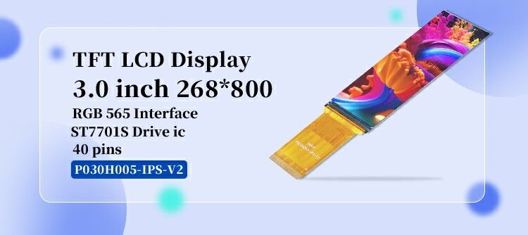 Polcd IPS 268x800 ST7701S ความสว่างสูง 700nits หน้าจอ LCD TFT ขนาด 3.0 นิ้ว