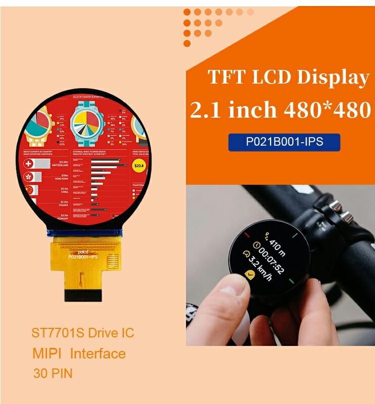 Polcd 2.1 นิ้ว IPS LCD กลมขนาดเล็ก 480*480 ผิวหน้า Mipi ST7701S มวงกลม โมดูลจอ TFT กลม