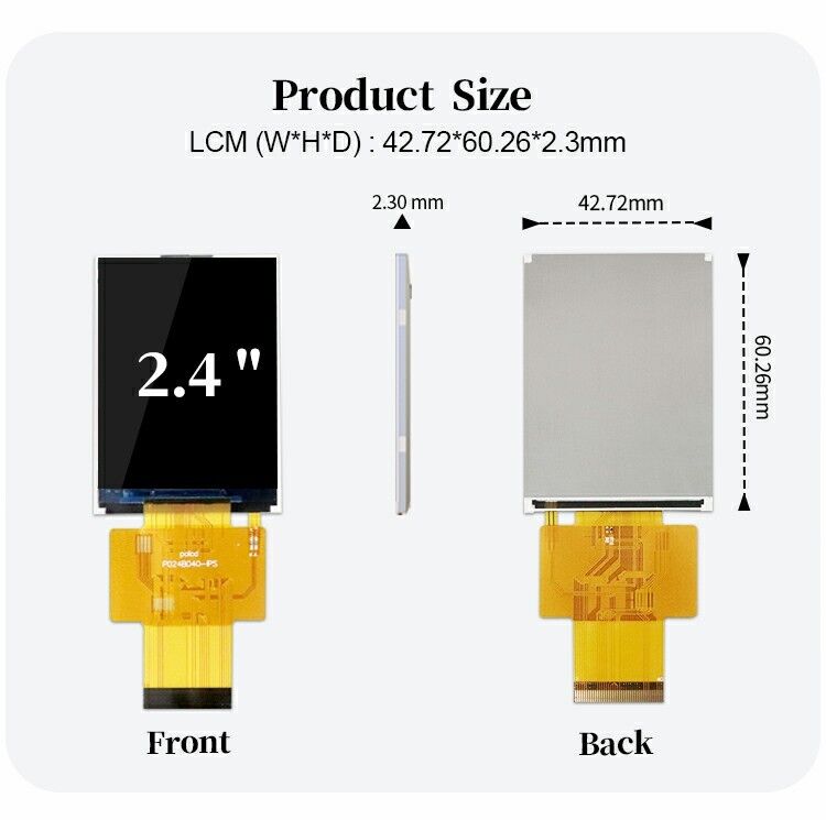 Polcd Mini 2.4 Inch IPS TFT LCD Display Module 40 pin แผ่นจอ LCD ขนาดเล็ก 240x320