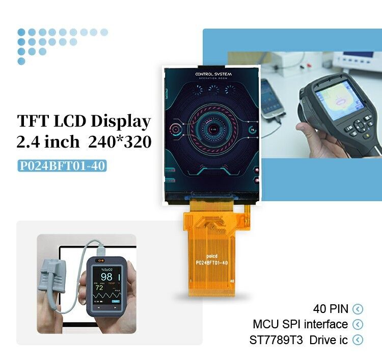 Polcd 2.4 นิ้ว TFT 240*320 Mcu Spi อินเตอร์เฟซแสงอาทิตย์อ่าน Transflective เทคโนโลยีจอ LCD
