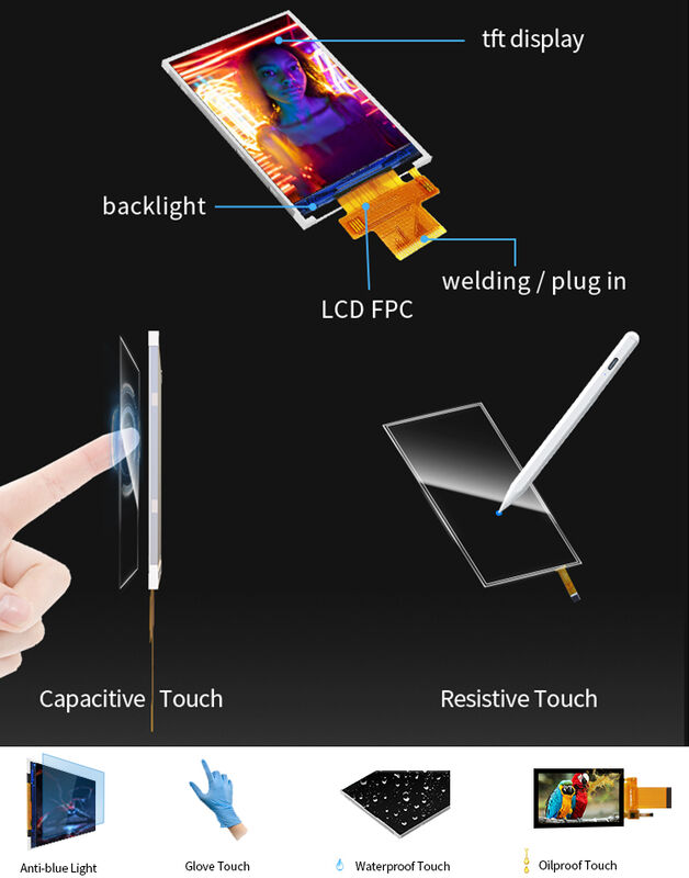 Polcd ST7789V2 2.4 Tft Display สี 262K TFT LCD โมดูล 48.96mm TFT LCD
