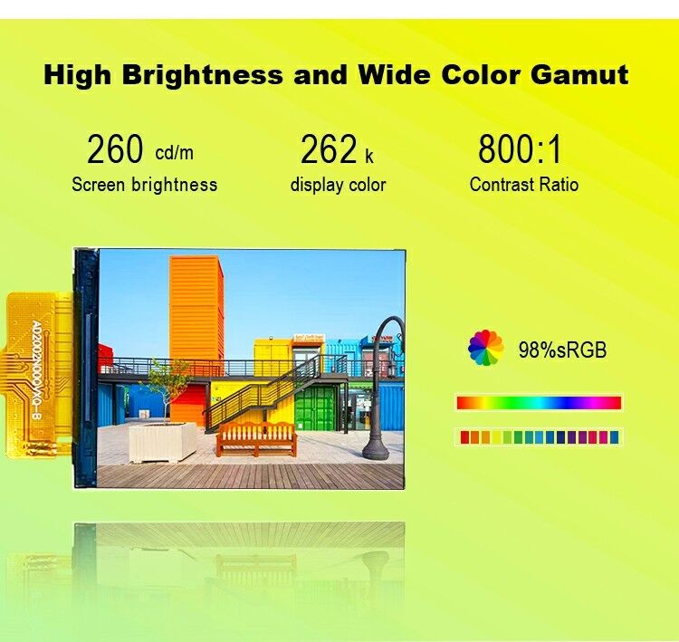 โมดูล LCD ขนาด 2 นิ้วจากโรงงาน Polcd ความละเอียด 240x320 ความสว่าง 260cd/m2 ไดรฟ์ IC ST7789V จอแสดงผล TFT