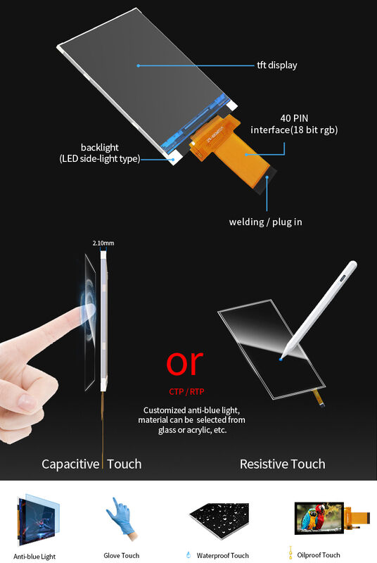 จอ LCD แบบกำหนดเอง Polcd ขนาด 3.5 นิ้ว อินเทอร์เฟซ RGB 320*480 IPS หน้าจอสัมผัส โมดูล LCD TFT ขนาด 3.5 นิ้ว