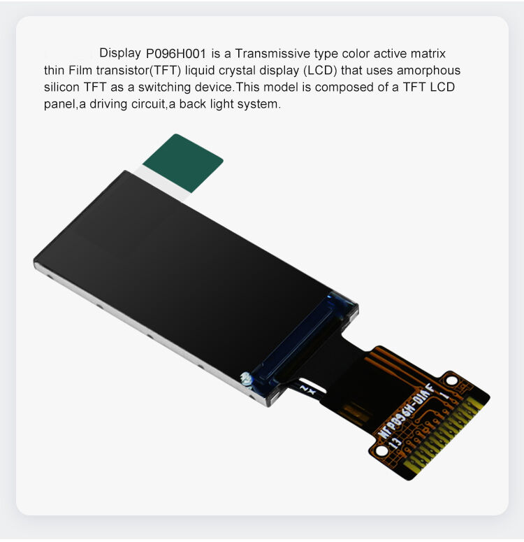 โมดูลจอแสดงผล TFT LCD 0.96 นิ้ว Polcd มุมมอง IPS อินเทอร์เฟซ SPI 80*160 พร้อม FPC แบบกำหนดเอง
