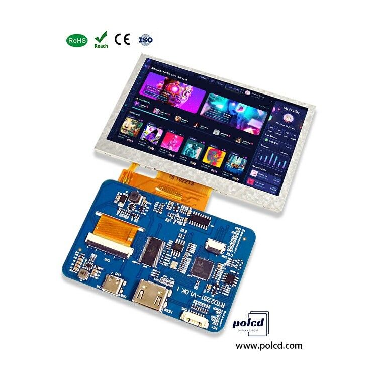 Polcd RTD2281 Driver Board 5 4.3 นิ้ว HDM-I 800x480 หน้าจอสัมผัสจอแสดงผล TFT โมดูลสำหรับ Raspberry Pi