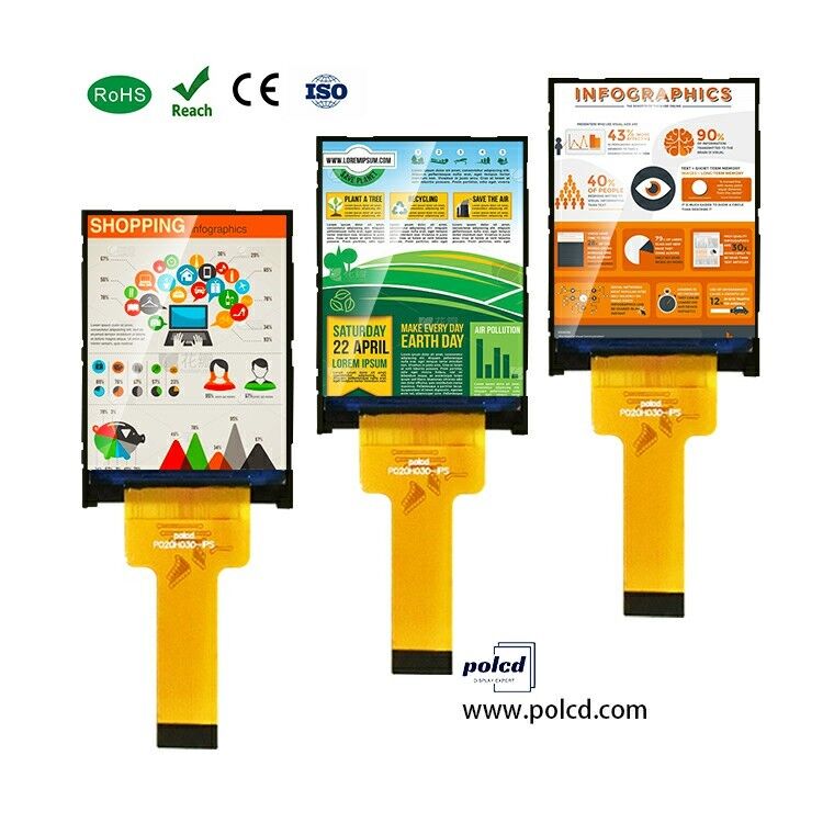 Polcd 2 นิ้ว 240*320 IPS Screen Transmissive ST7789V 300 nit 20 pin MCU อินเตอร์เฟซ TFT LCD Module Display