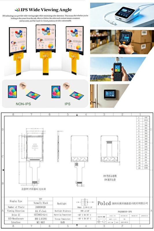 Polcd Liquid Crystal Display 2.0 Inch Mini Full Color ST7789 MCU IPS Full Angle View 240x320 โมดูลิสดี TFT
