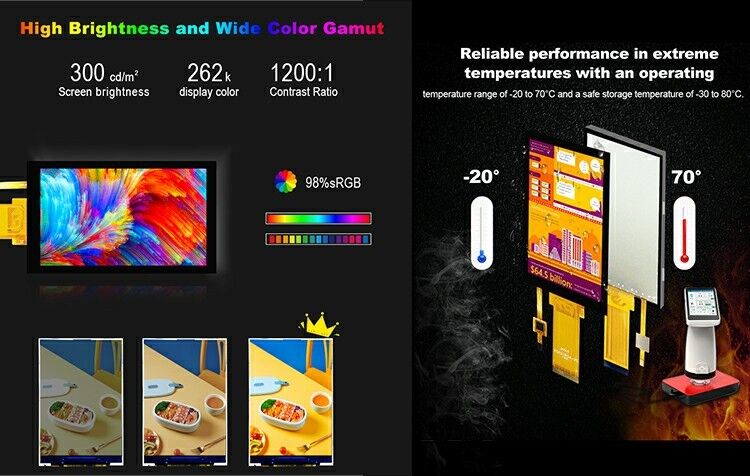 โมดูลจอ LCD หน้าจอสัมผัส IPS อินเทอร์เฟซ RGB อัตราส่วนคอนทราสต์ 1200:1 ความละเอียด 480*854 ขนาด 4.5 นิ้ว Polcd