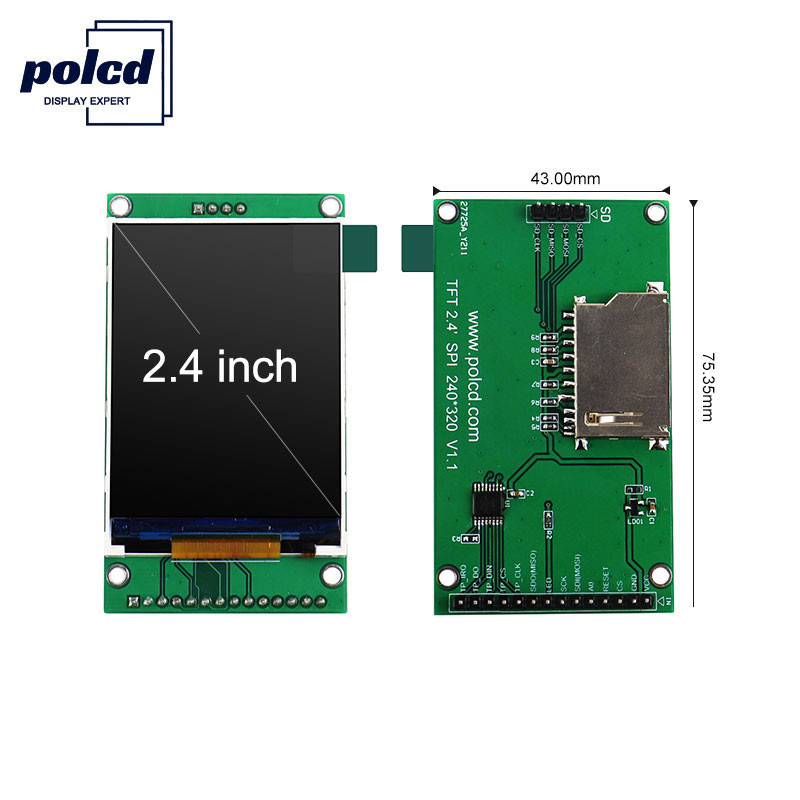 Polcd 18 Pin 260 NIT 2.4 นิ้วจอแสดงผล TFT 240X320 หน้าจอสัมผัสแบบ Capacitive