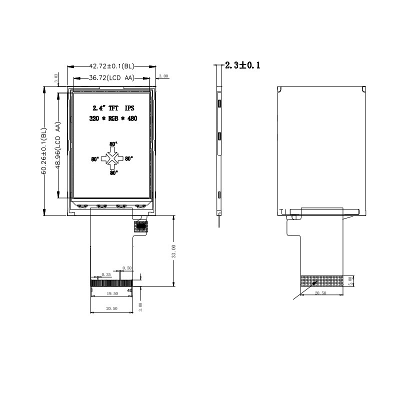 Polcd 350 Nit TFT Touch Screen 2.4 นิ้ว 16 บิตจอแสดงผล LCD ISO9001