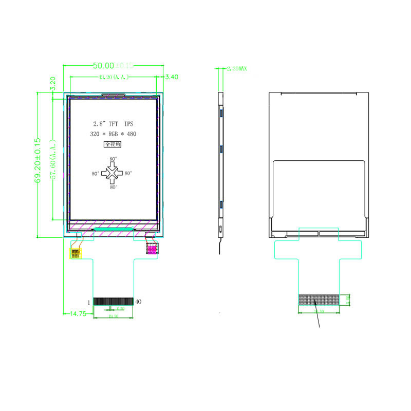Polcd 4 สาย ST7789V IPS TFT LCD แสดงผล 2.8 Spi TFT โมดูล 240X320 พิกเซล