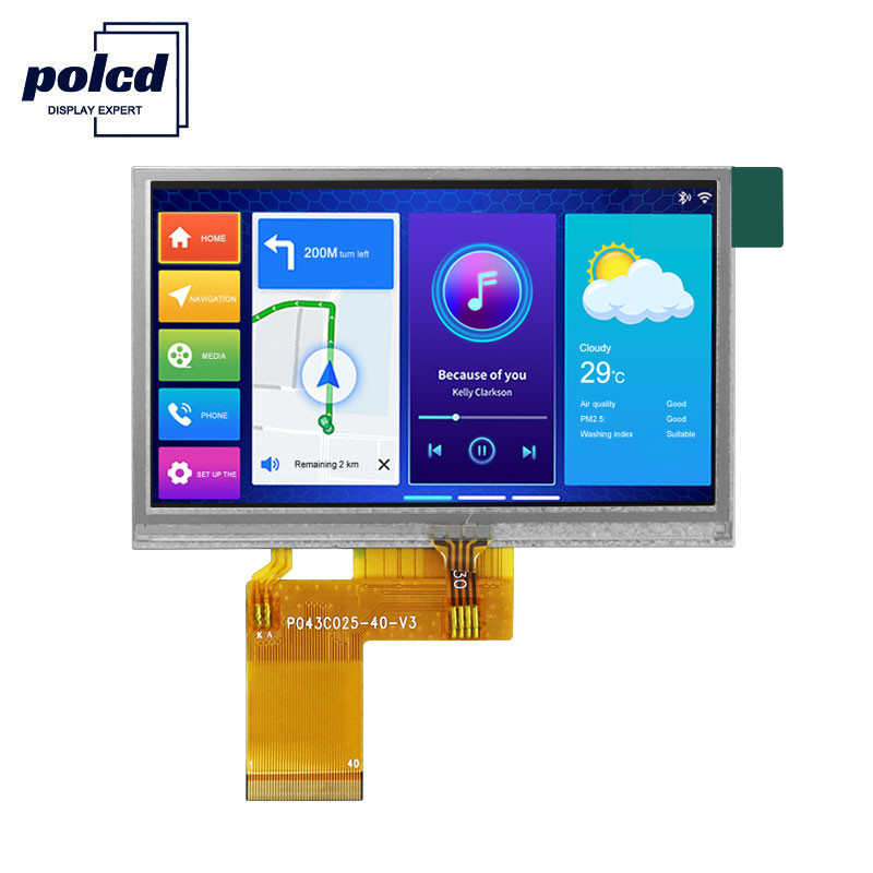 Polcd ILI6485 480x272 จอแสดงผล TFT LCD 4.3 นิ้วหน้าจอสัมผัสแบบ TFT Resistive 40 พิน