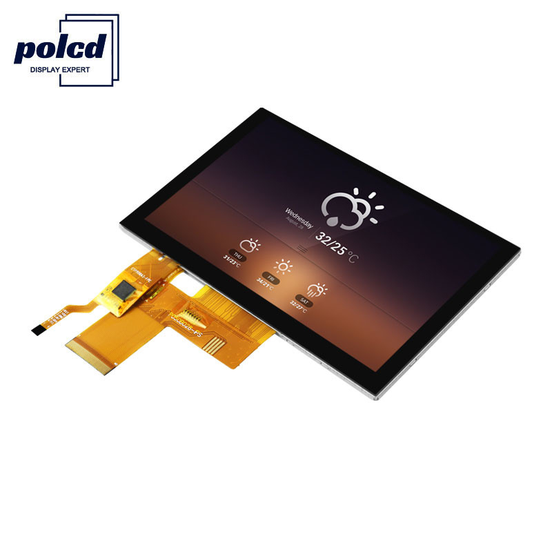 Polcd 300 Nit IPS TFT LCD RGB 24 บิต 5 นิ้วหน้าจอแอลซีดีสำหรับพีซี ISO9001