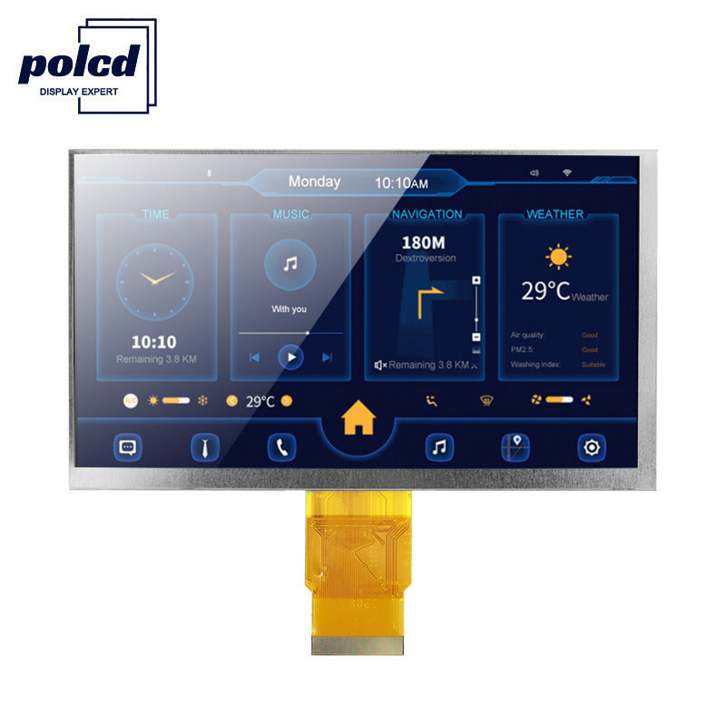 Polcd ISO9001 300 Nits 7 นิ้ว Touch TFT Lcd RGB 24 บิต 800x480 จอ LCD