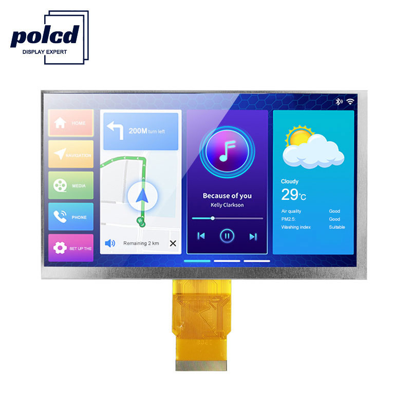 Polcd 300cd / M 7 นิ้ว 800x480 RGB 24 บิตความสว่างสูงจอแสดงผล LCD อุตสาหกรรม
