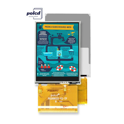 Polcd 2.8 นิ้วแบบเต็มมุมมอง TFT LCD หน้าจอสัมผัสแผง IPS ที่อ่านได้จากแสงแดด