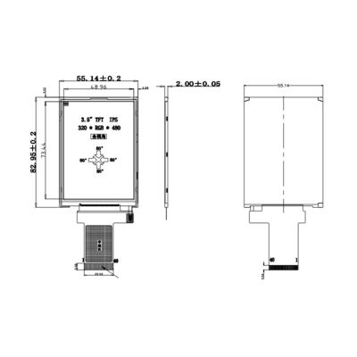 Polcd 350 Nit 800X480 จอแสดงผล Ips ขนาด 5 นิ้ว 18 บิต RGB Ips จอแสดงผล TFT 153 * 153 Um