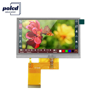 Polcd RGB 24 บิต 4.3 นิ้วจอแสดงผล TFT 300 Nits หน้าจอสัมผัสแบบ Capacitive TFT